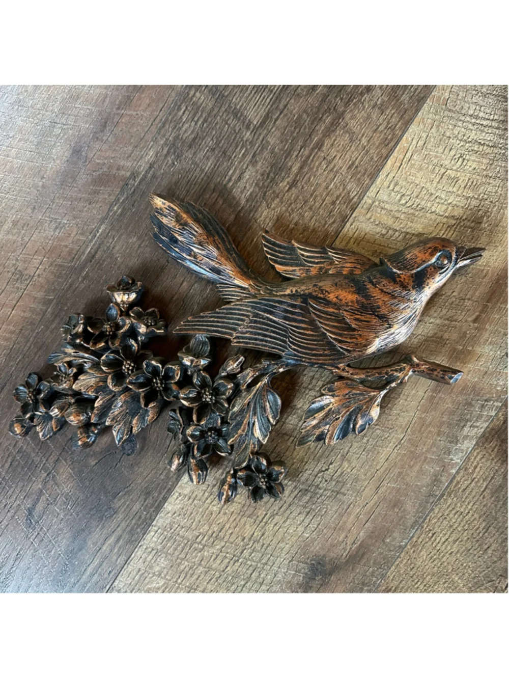 Vintage 1970s Coppercraft Guild Bird Wall Plaques Set of 2 Floral MCM Decor F26